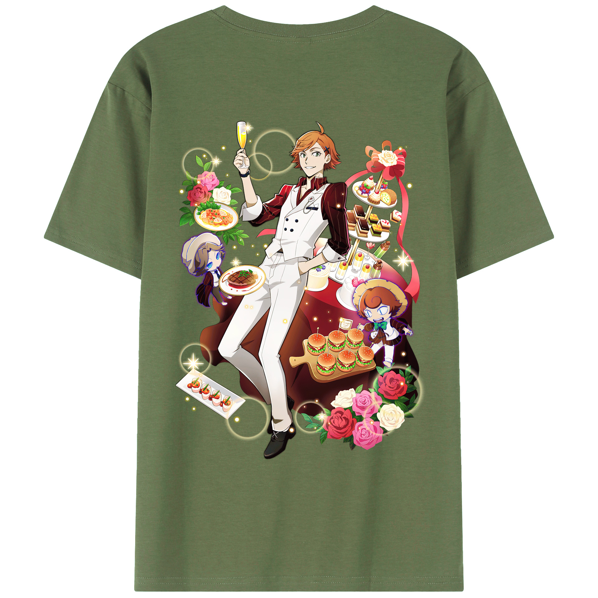 （画像用） 文豪ストレイドッグス Bungo Stray Dogs 綿100％ メンズ半袖Tシャツ（バックプリント） 通気性